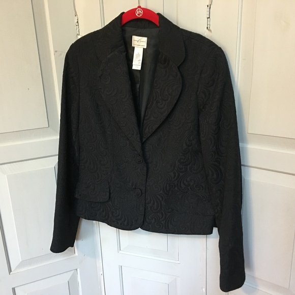 Emma James Black Paisly Pattern Blazer Jacket - Picture 5 of 8